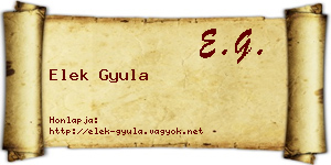 Elek Gyula névjegykártya